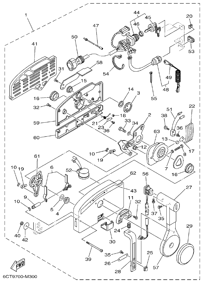 Yamaha E48C, E55C, 55B, E48CMH, E55CMH REMOTE CONTROL ASSY 2 parts diagram
